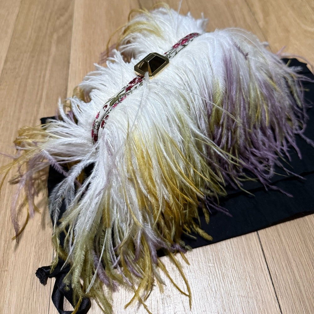Ostrich feather Giambattista Valli clutch bag